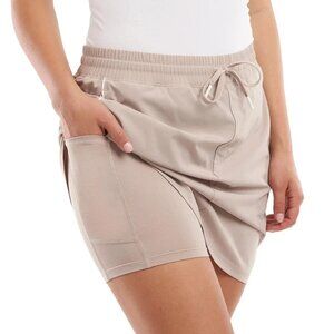 Ella Sport Women's Size Large Beige Built in Shorts Elastic Waist Skort NWT